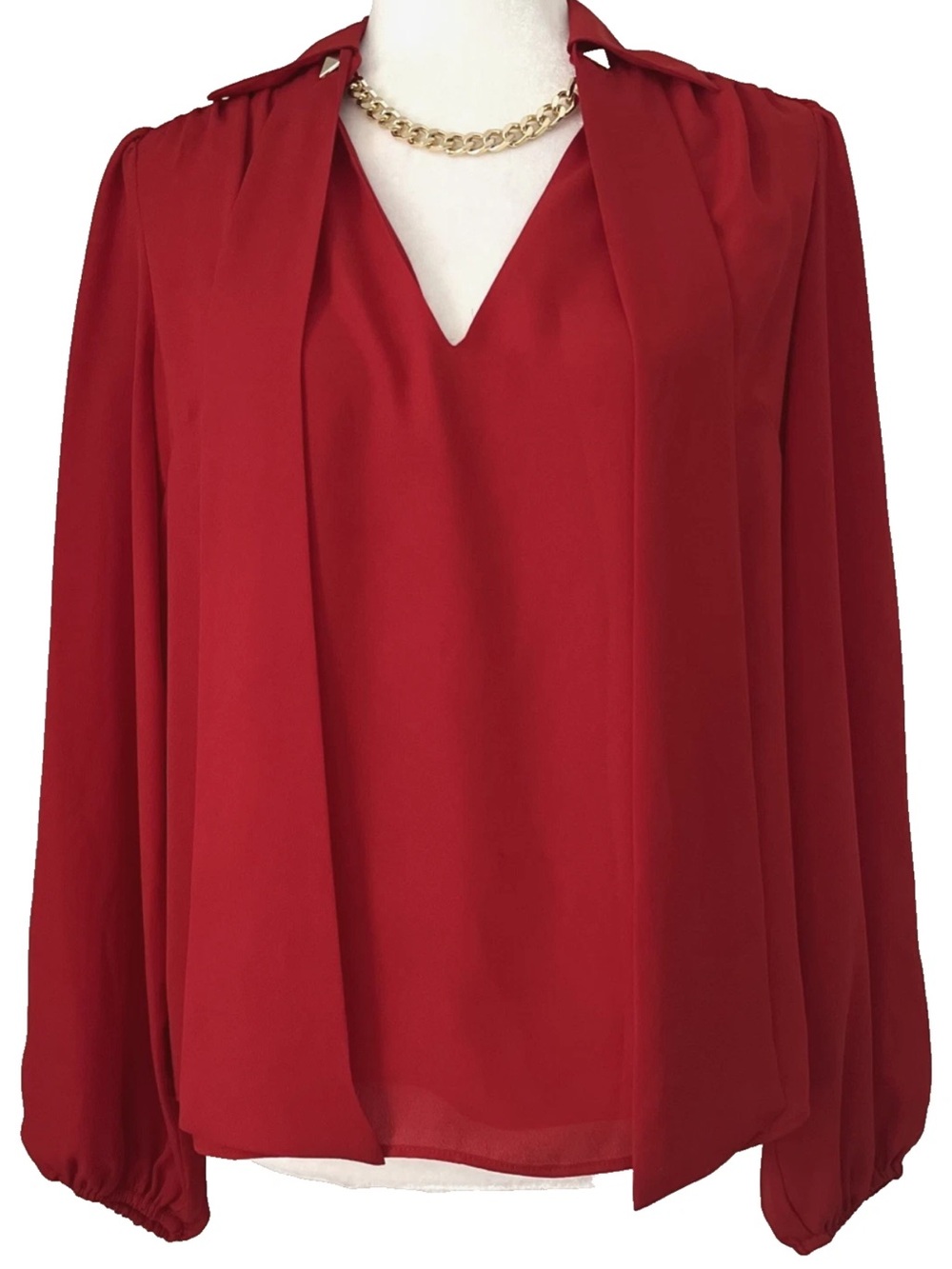 INC International Concepts
Womens Blouse Tie V Neck red new size medium